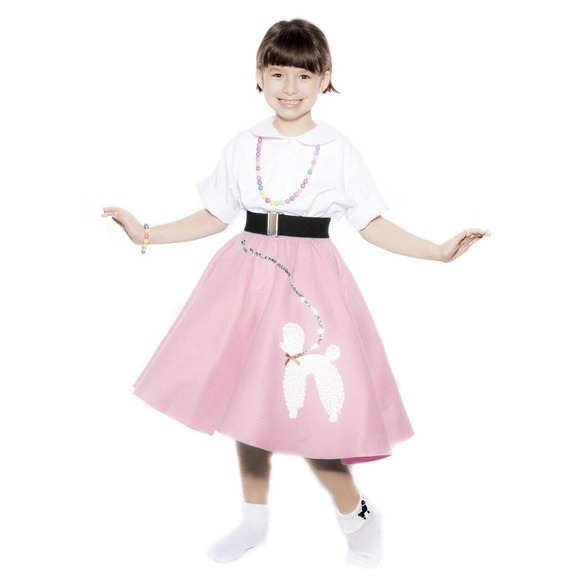 Pink Child Youth Size Felt Poodle Skirt Sock Hop Dance Party W22-28 L19 -Hey Viv - Picture 1 of 6
